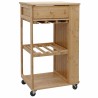 Chariot de Cuisine avec Roues Naturel 47,5 x 36 x 83 cm Bambou 532894532894