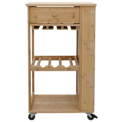 Chariot de Cuisine avec Roues Naturel 47,5 x 36 x 83 cm Bambou 532894532894