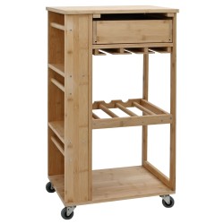 Chariot de Cuisine avec Roues Naturel 47,5 x 36 x 83 cm Bambou 532894532894