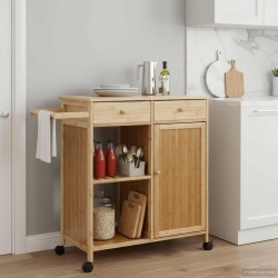 Chariot de Cuisine avec Roues Naturel 90,5 x 36 x 86,5 cm 532895532895