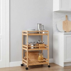 Chariot de Cuisine avec Roues Naturel 46 x 38 x 76 cm Bambou 532901532901