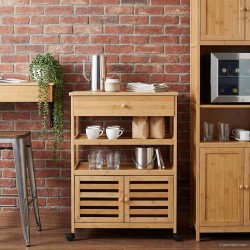 Chariot de Cuisine avec Roues Naturel 59,5 x 36 x 82 cm Bambou 532902532902