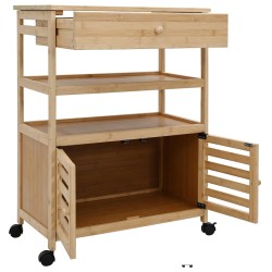 Chariot de Cuisine avec Roues Naturel 59,5 x 36 x 82 cm Bambou 532902532902