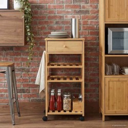 Chariot de Cuisine avec Roues Naturel 37 x 36 x 80 cm Bambou 532903532903