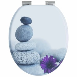 Siège de toilette à fermeture douce Gris 44 x 38 cm Panneau MDF 532908532908