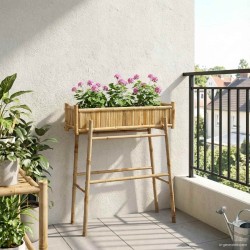 Jardinière avec support Naturel 100 x 38 x 114 cm Bambou 532916532916