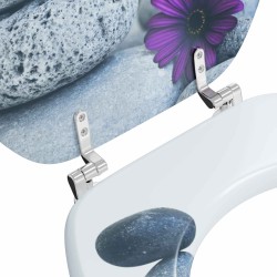 Siège de toilette à fermeture douce Gris 44 x 38 cm Panneau MDF 532921532921