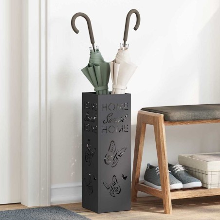 Porte-parapluie avec stockage Noir 15,5 x 15,5 x 49 cm Métal 532930532930