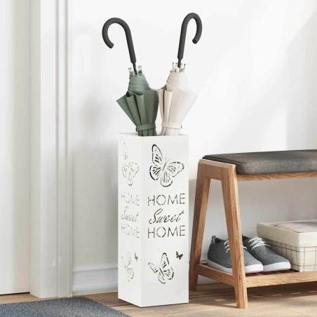 Porte-parapluie avec stockage Blanc 15,5 x 15,5 x 49 cm Métal 532932532932