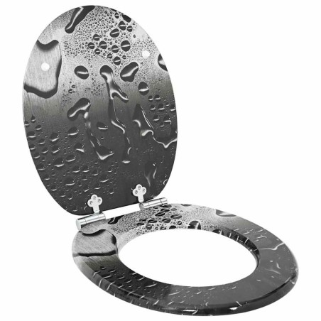 Siège de toilette à fermeture douce Gris 44 x 38 cm Panneau MDF 532933532933