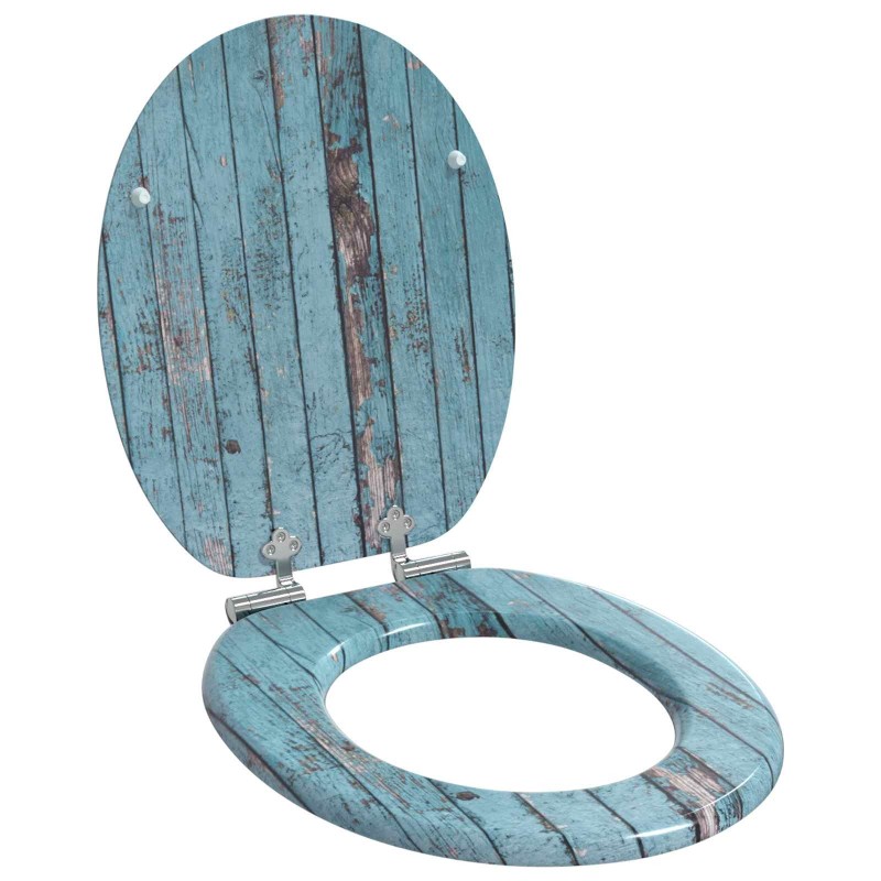 Siège de toilette à fermeture douce Bleu 44 x 38 cm Panneau MDF 532934532934