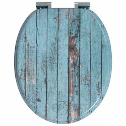 Siège de toilette à fermeture douce Bleu 44 x 38 cm Panneau MDF 532934532934