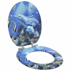 Siège de toilette à fermeture douce Bleu 44 x 38 cm Panneau MDF 532936532936