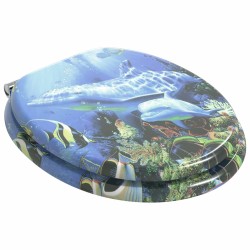 Siège de toilette à fermeture douce Bleu 44 x 38 cm Panneau MDF 532936532936