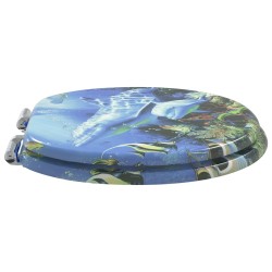 Siège de toilette à fermeture douce Bleu 44 x 38 cm Panneau MDF 532936532936