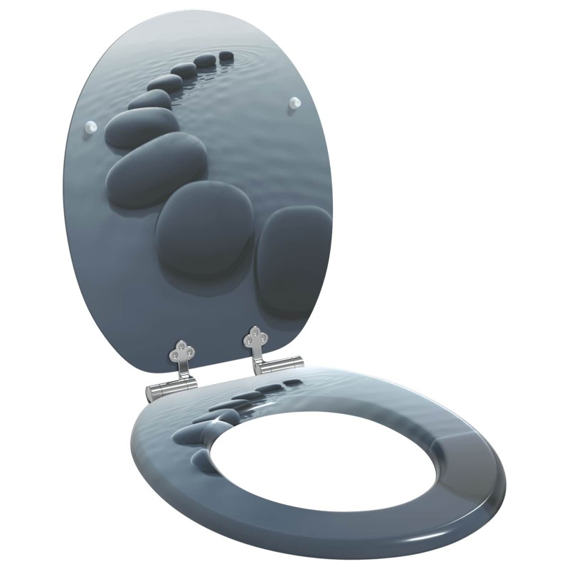Siège de toilette à fermeture douce Gris 44 x 38 cm Panneau MDF 532938532938
