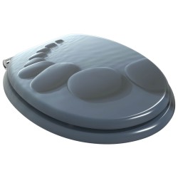 Siège de toilette à fermeture douce Gris 44 x 38 cm Panneau MDF 532938532938