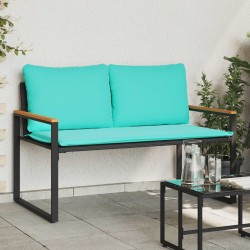 banc avec coussin Noir et turquoise 115 x 65 x 72 cm Rotin 532954532954
