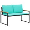 banc avec coussin Noir et turquoise 115 x 65 x 72 cm Rotin 532954532954