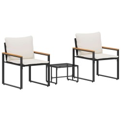 Ensembles de meubles 3 pcs Noir et blanc crème Rotin 532969532969