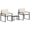 Ensembles de meubles 3 pcs Noir et blanc crème Rotin 532969532969