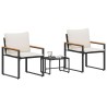Ensembles de meubles 3 pcs Noir et blanc crème Rotin 532969532969