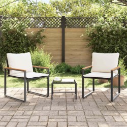 Ensembles de meubles 3 pcs Noir et blanc crème Rotin 532969532969