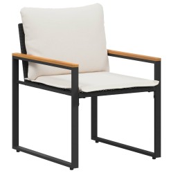 Ensembles de meubles 3 pcs Noir et blanc crème Rotin 532969532969