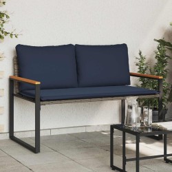 banc avec coussin Gris et bleu marine 115 x 65 x 72 cm Rotin 532970532970