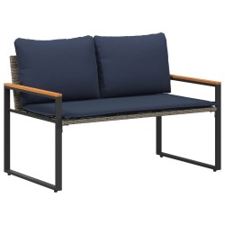 banc avec coussin Gris et bleu marine 115 x 65 x 72 cm Rotin 532970532970