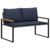 banc avec coussin Gris et bleu marine 115 x 65 x 72 cm Rotin 532970532970