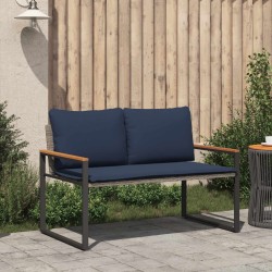 banc avec coussin Gris et bleu marine 115 x 65 x 72 cm Rotin 532970532970
