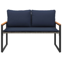 banc avec coussin Gris et bleu marine 115 x 65 x 72 cm Rotin 532970532970