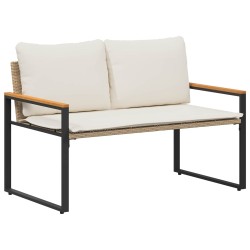 banc avec coussin Beige et blanc crème 115 x 65 x 72 cm Rotin 532971532971