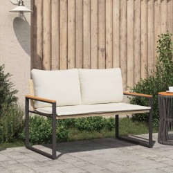 banc avec coussin Beige et blanc crème 115 x 65 x 72 cm Rotin 532971532971