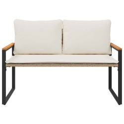 banc avec coussin Beige et blanc crème 115 x 65 x 72 cm Rotin 532971532971