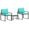 Ensembles de meubles avec coussin 3 pcs Noir et turquoise Rotin 532972532972