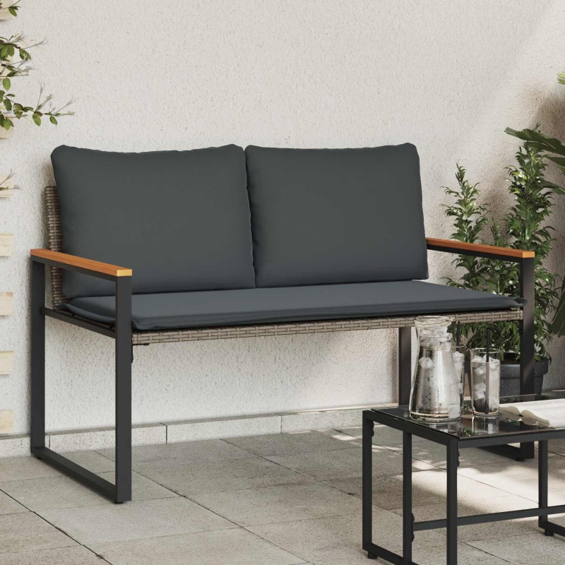 banc avec coussin Gris et Gris foncé 115 x 65 x 72 cm Rotin 532973532973