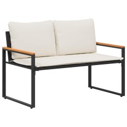 banc avec coussin Noir et blanc crème 115 x 65 x 72 cm Rotin 532974532974