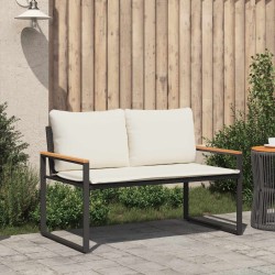 banc avec coussin Noir et blanc crème 115 x 65 x 72 cm Rotin 532974532974