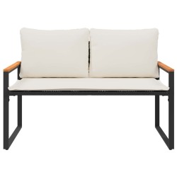 banc avec coussin Noir et blanc crème 115 x 65 x 72 cm Rotin 532974532974