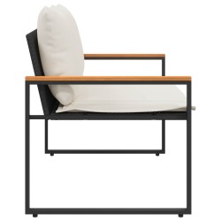 banc avec coussin Noir et blanc crème 115 x 65 x 72 cm Rotin 532974532974