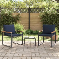 Ensembles de meubles 3 pcs Gris et bleu marine Rotin 532976532976