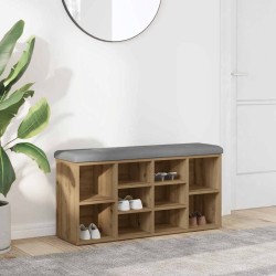 Banc à chaussures chêne artisanal 102x32x50cm bois d'ingénierie 532980532980