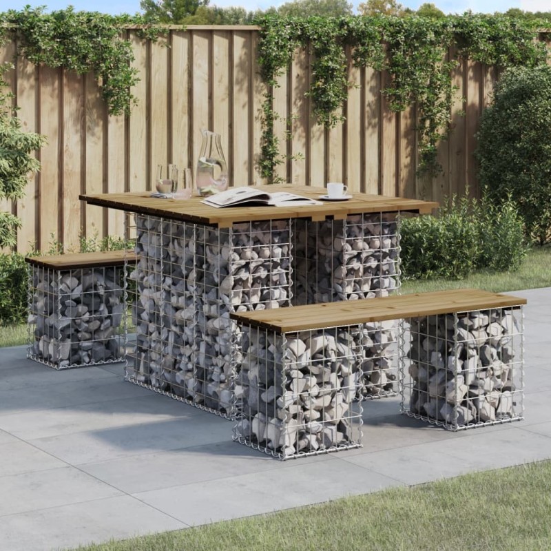 Table de jardin Gabion Design 100x102x72 cm Bois de pin imprégné 532981532981