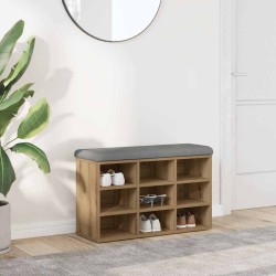 Banc à chaussures chêne artisanal 82x32x50 cm bois d'ingénierie 532984532984
