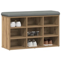 Banc à chaussures chêne artisanal 82x32x50 cm bois d'ingénierie 532984532984