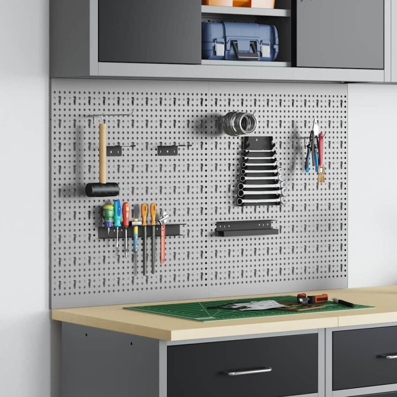 Panneau mural à outils 2 pcs Gris 100 x 1 x 60 cm 532996532996