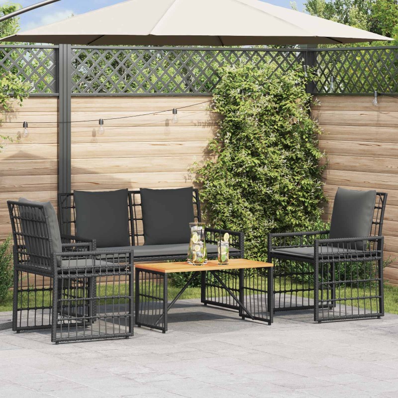 Ensemble de meubles d'extérieur 4 pcs Noir et Gris foncé 533005533005