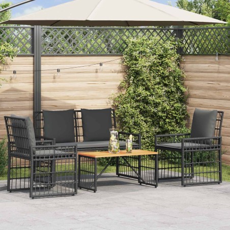 Ensemble de meubles d'extérieur 4 pcs Noir et Gris foncé 533005533005